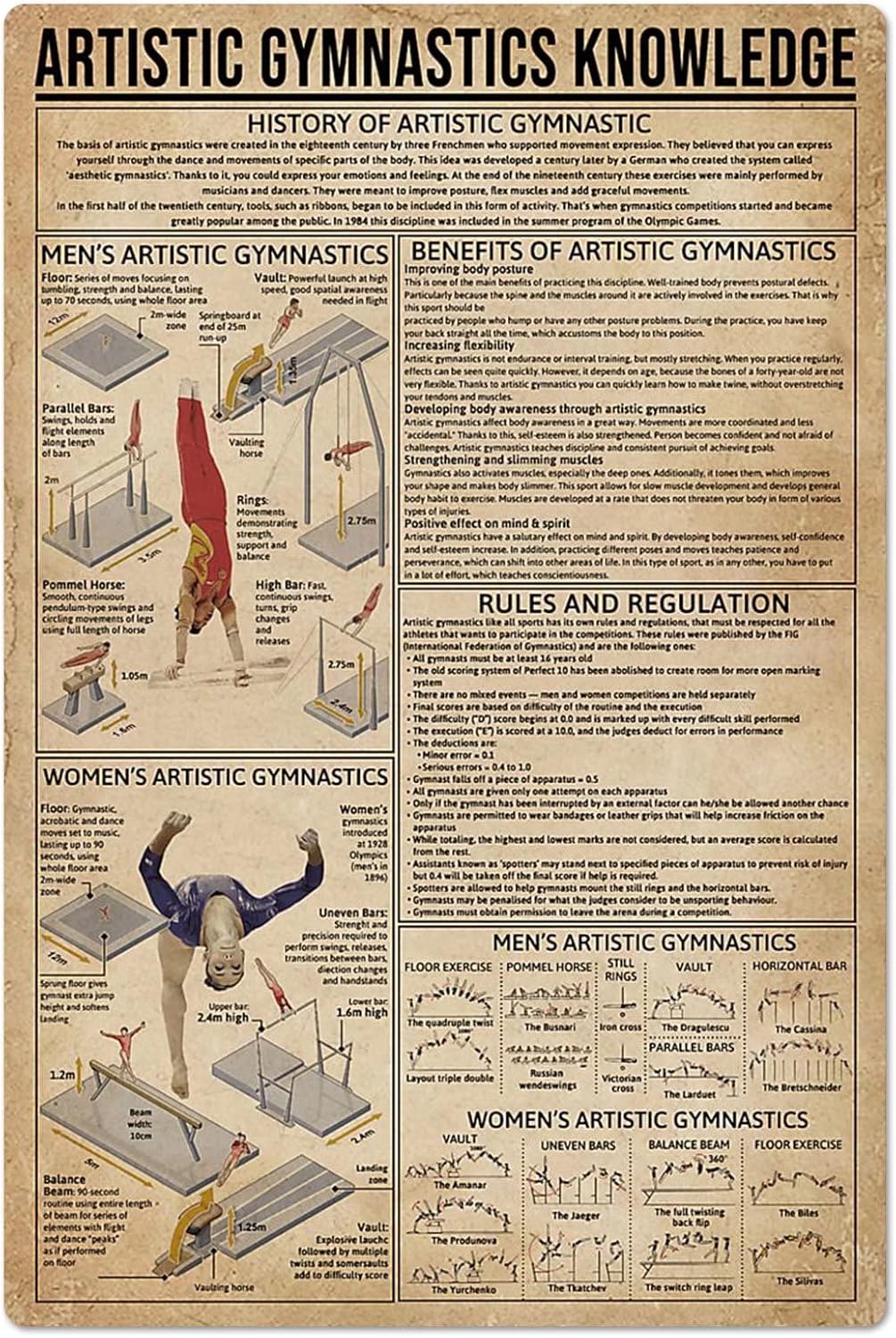 Artistic Gymnastics Knowledge  - Vintage Collectible Posters recension och pris
