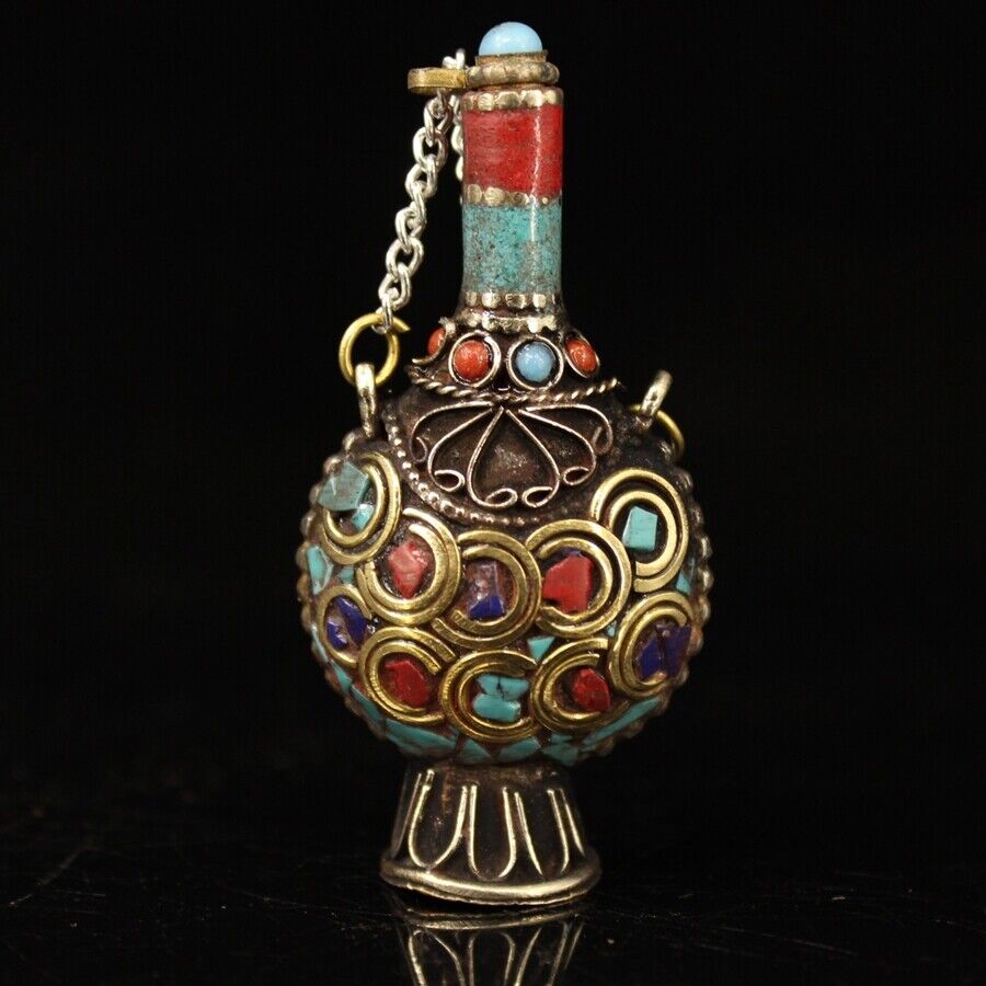 Collection Chinese brass inlai - Vintage Collectible Bottles recension och pris