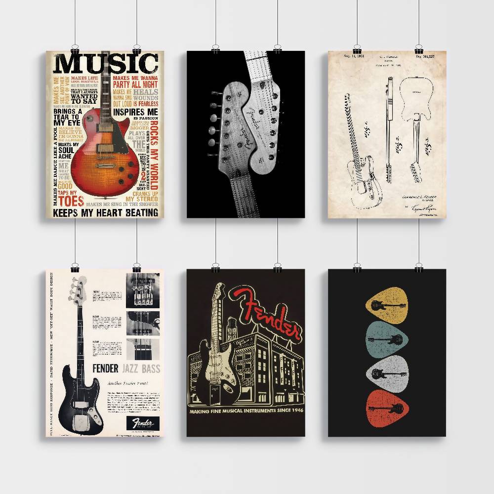 Guitar Collection Self-adhesiv - Vintage Collectible Posters recension och pris