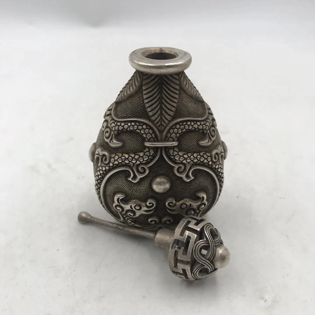 Chinese White Bronze Snuff Bot - Vintage Collectible Bottles recension och pris
